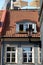 Vintage colorful houses on the street in downtown in Riga in bright sunny day front view