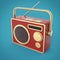 Vintage colorful radio tuner receiver render isolated