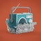 Vintage colorful radio tuner receiver render isolated