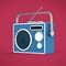 Vintage colorful radio tuner receiver render isolated