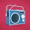 Vintage colorful radio tuner receiver render isolated