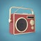 Vintage colorful radio tuner receiver render isolated