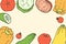 Vintage Colors Doodle Background with Peppers, Tomatoes, Cucembers and Squashes