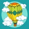 Vintage coloured balloon in clouds