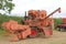 Vintage Combine Harvester in a field