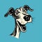 Vintage Comic Style Greyhound Dog In Blue Shirt Illustration