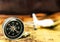 Vintage Compass direction with plane on antique map