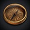 Vintage compass isolated on black background 3d