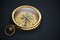 Vintage compass isolated on black background 3d