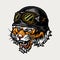 Vintage concept of angry biker tiger head