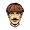 Vintage concept of trendy mustached male head