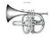 Vintage Cornet hand drawing engraving illustration,The classical