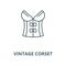 Vintage corset vector line icon, linear concept, outline sign, symbol