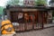 Vintage country jail staged with pumpkins