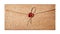 Vintage craft envelope with red wax seal stamp for correspondence