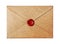 Vintage craft envelope with red wax seal stamp for correspondence