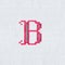 Vintage cross-stitch letter B I on linen fabric