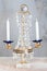 Vintage crystal metal candlestick for two candles