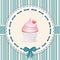 Vintage cupcake background blue