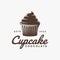 Vintage cupcake chocolate logo icon vector