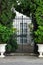 Vintage curved steel doors to the garden