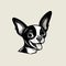 Vintage Cut-and-paste Chihuahua Dog Head Illustration On Light Background