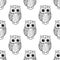 Vintage cute black owls seamless pattern