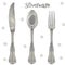 Vintage cutlery, elegant silvery illustration