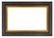 Vintage dark brown rectangle ornate frame with golden lines on a white background