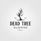 Vintage dead tree logo , alone bird silhouette design illustration