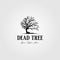 Vintage dead tree logo , alone bird silhouette design illustration
