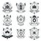 Vintage decorative emblems compositions, heraldic vectors. Classy high quality symbolic illustrations collection.