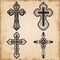Vintage Decorative Religious Crosses Set
