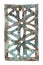 Vintage decorative ventilating grate for bathtubs with stains of oxides and rust   isolated macro