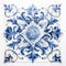 Vintage Delft Tile Centerpiece On White Background