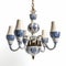 Vintage Delft Tile Chandelier On White Background