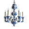 Vintage Delft Tile Chandelier On White Background