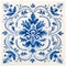 Vintage Delft Tile With Rococo-inspired Floral Design