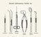 Vintage dentist tools. Medical equipment in retro