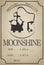 Vintage design of alcohol label. Moonshine with ethnic elements.