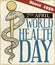 Vintage Design with Asclepius Rod Promoting World Health Day Celebration, Vector Illustration