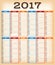 Vintage Design Calendar For Year 2017
