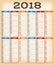 Vintage Design Calendar For Year 2018