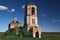 Vintage, destroyed, overgrown with grass to the Christian Orthodox Church