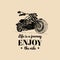 Vintage detailed custom motorcycle illustration. Life is a journey, enjoy the ride poster. Vector hand drawn chopper.