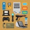 Vintage digital entertainment flat icons