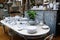 vintage dinning room and table with crockery