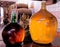 Vintage display bottles of wine in a Bodega - Lanzarote