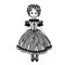 Vintage doll in dress sketch hand drawn