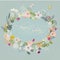 Vintage doodle floral wreath